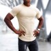 Men's Sports Short-sleeved Fitness Training T-shirt Running Top Casual Slim Round Neck Solid Color Cotton Bottoming Shir