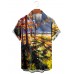 Men's Casual Oil Painting Print Short Sleeve Shirt 48122944M